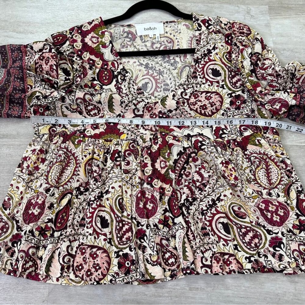 BA&SH Zarry Print Top size large paisley print berry & ecru - Picture 10 of 12